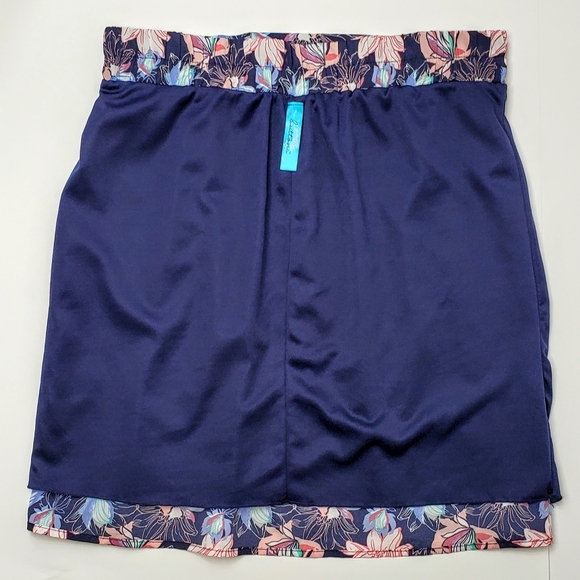 Buttons | Navy Blue Floral Print Mini Skirt Large - Picture 8 of 10